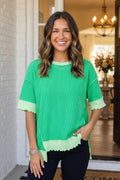 Mint Green Ribbed T Shirt