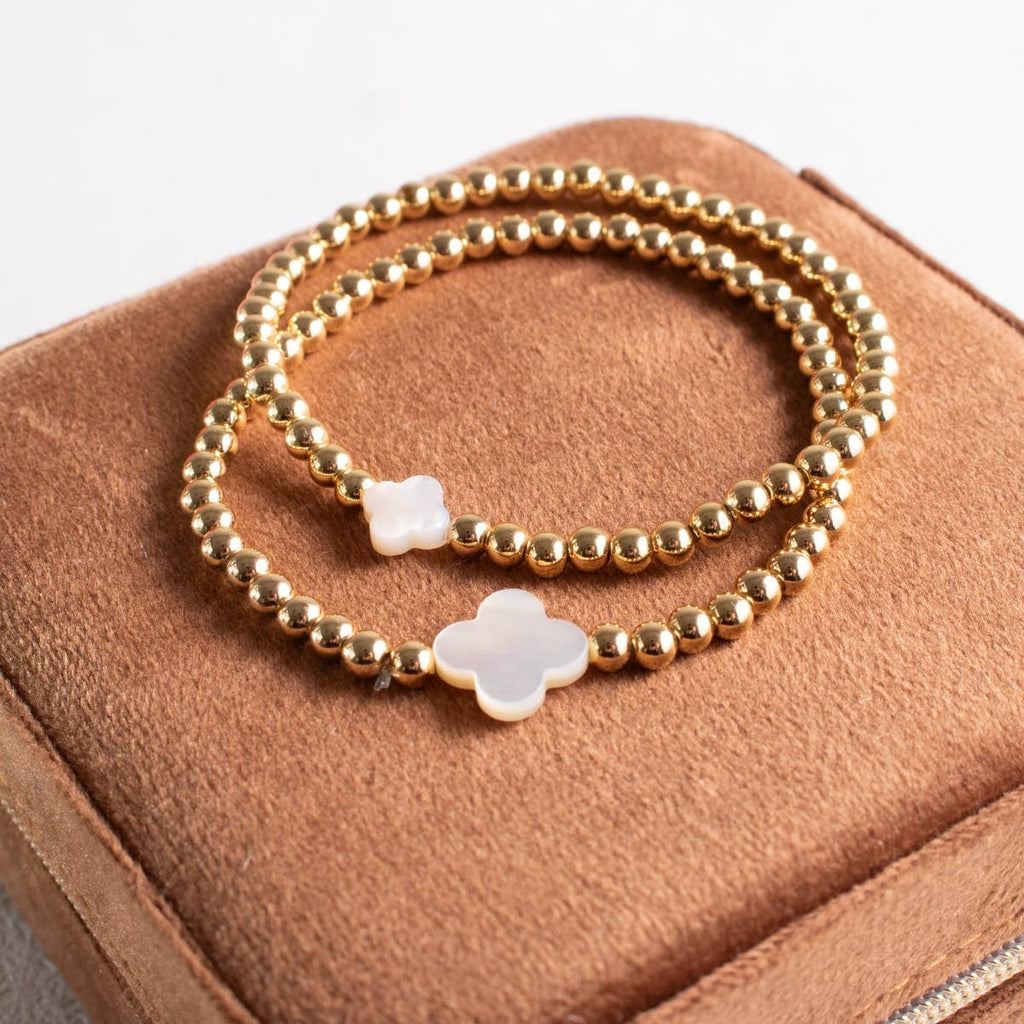 4mm Bracelet With Shell Quatrefoil Accents