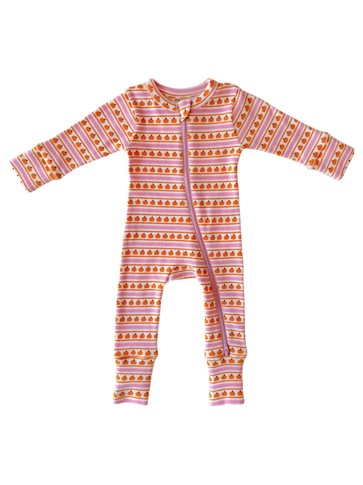 Pumpkin Stripe Pink Romper