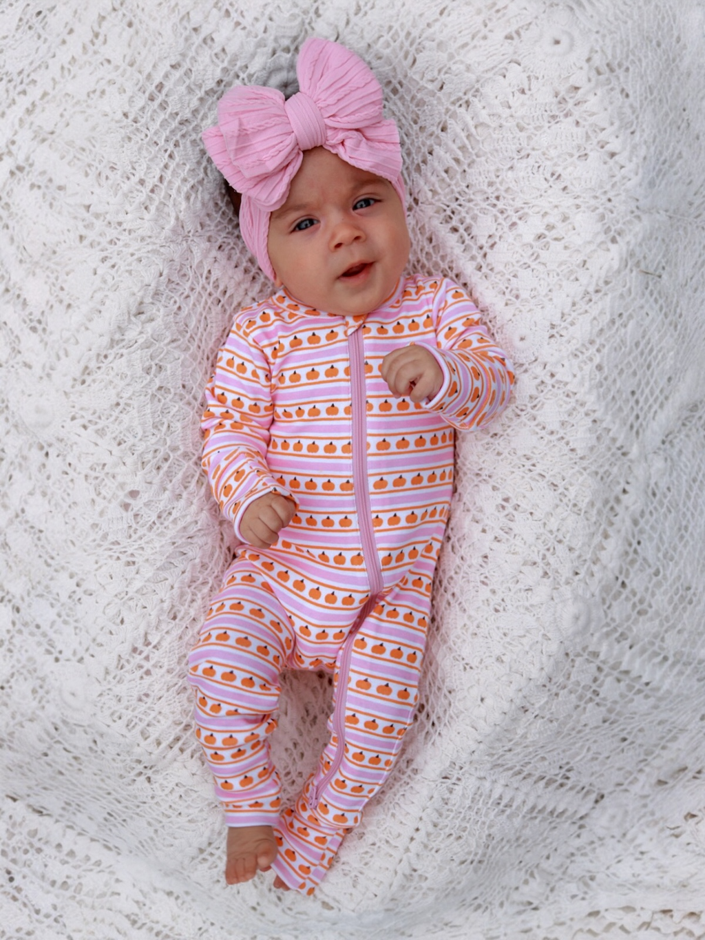 Pumpkin Stripe Pink Romper