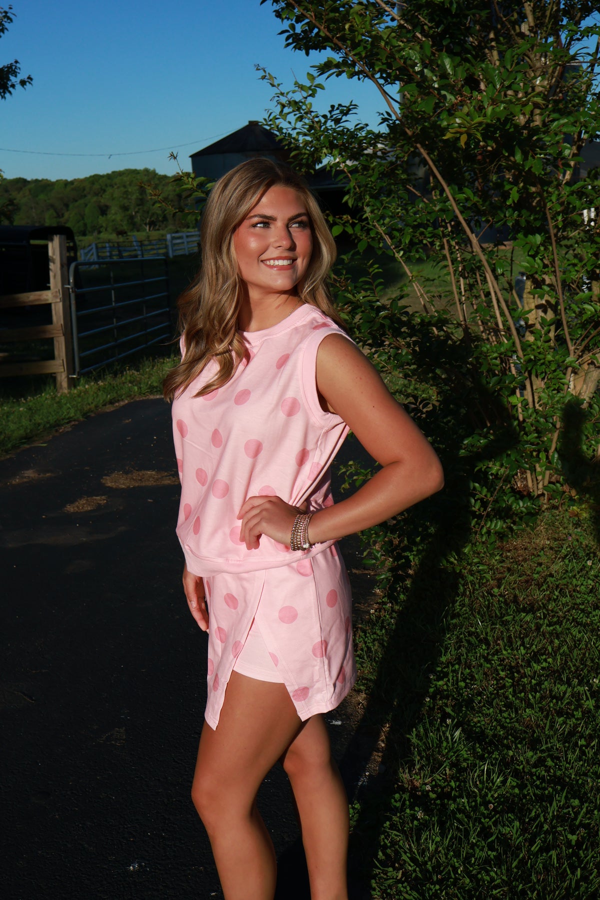 Polka Dot Tank Split Mini Skort Set