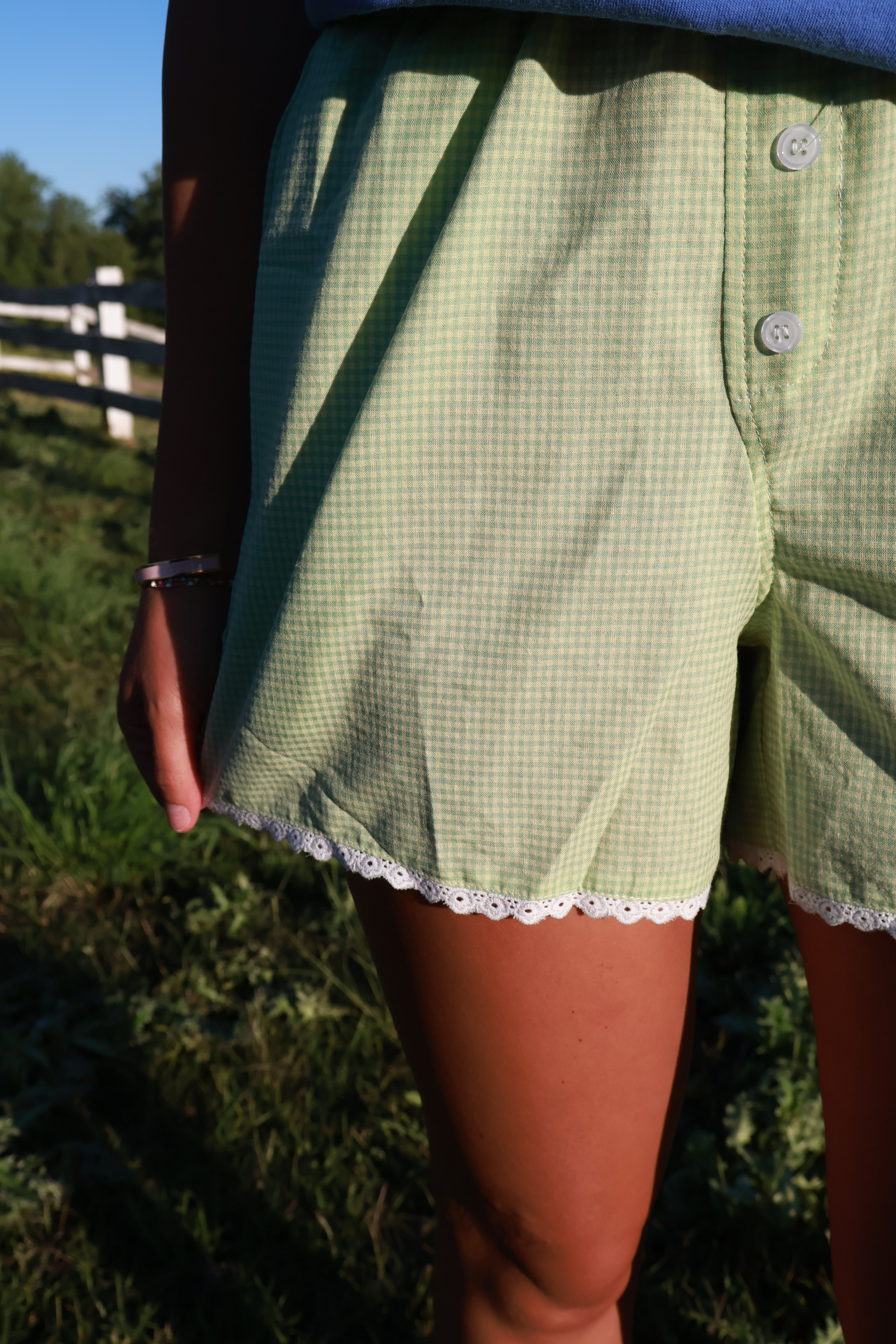 Gingham Lace Shorts