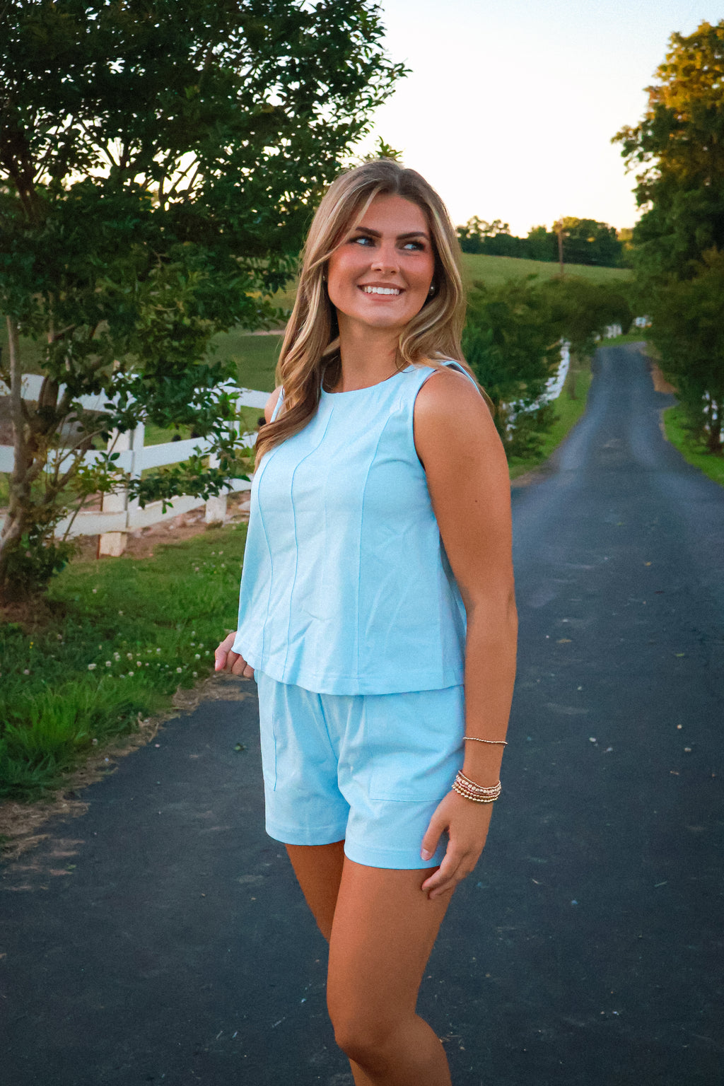 Loose Tank Top Set Blue