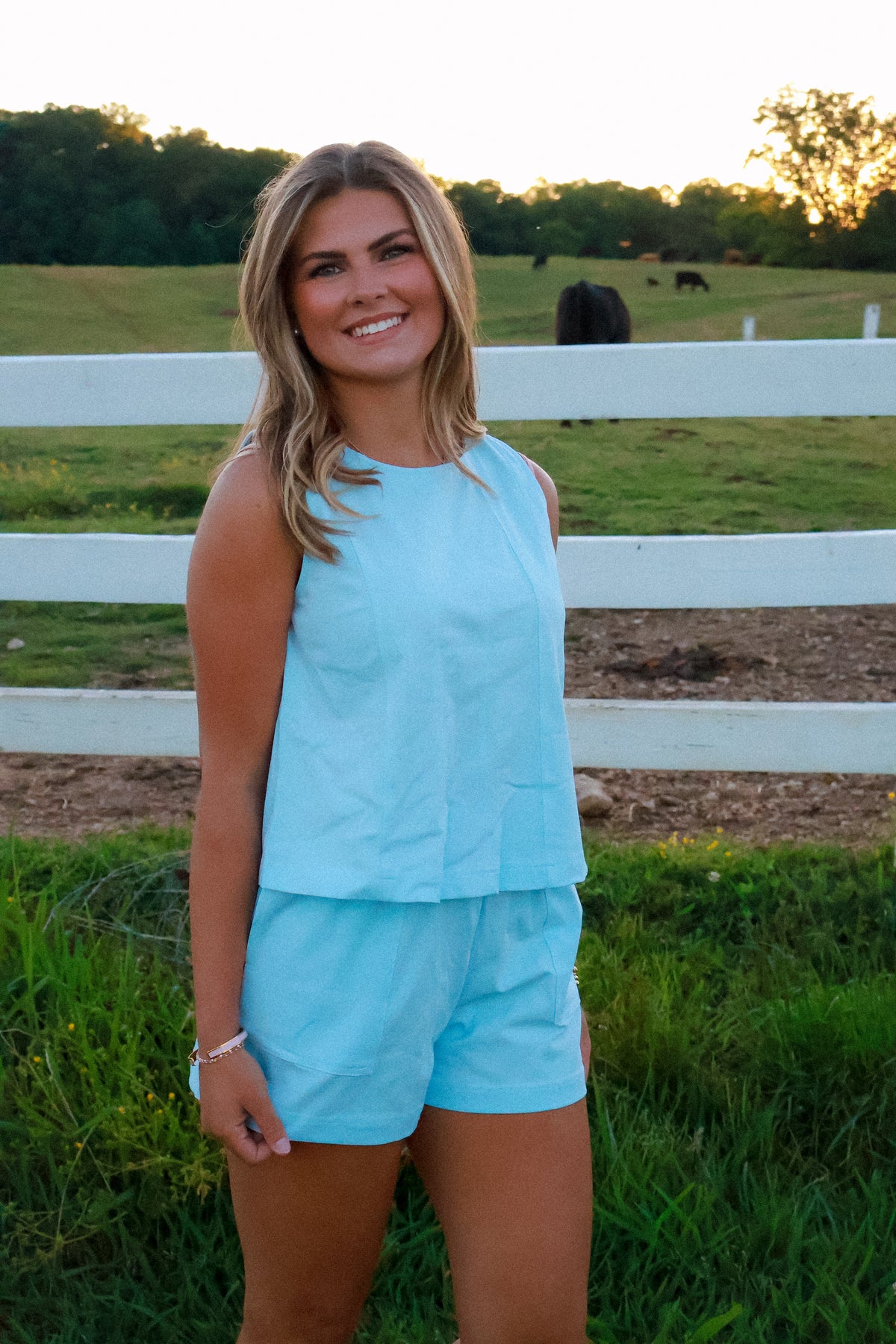 Loose Tank Top Set Blue