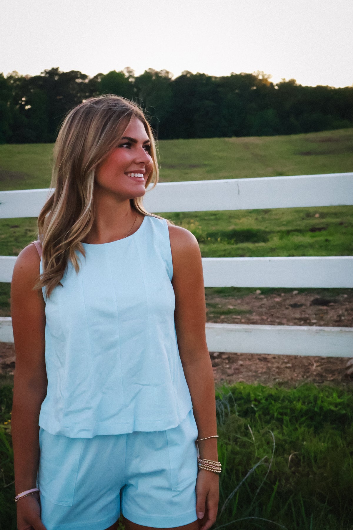 Loose Tank Top Set Blue