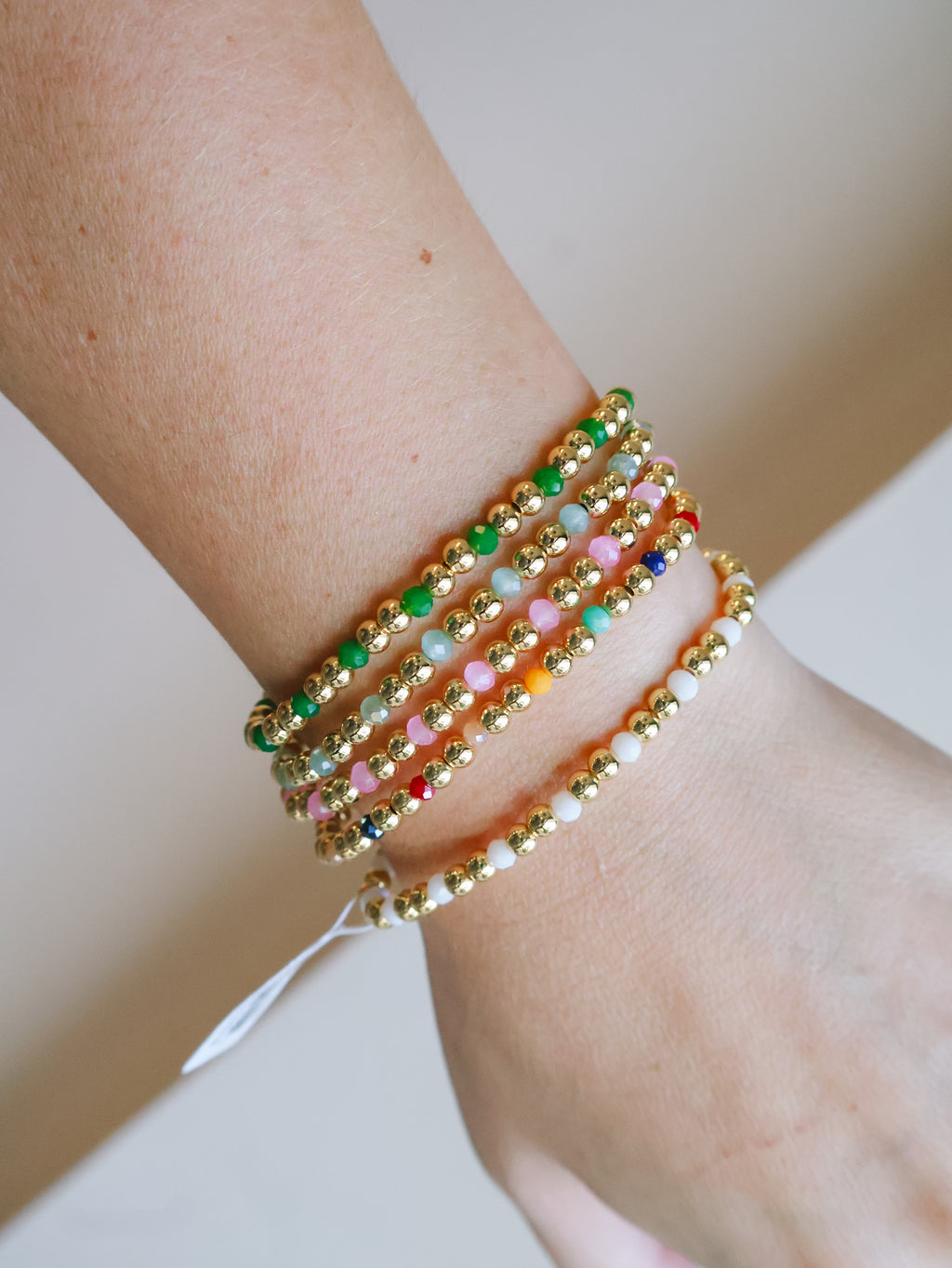 4mm Bead & Crystal Stretch Bracelet