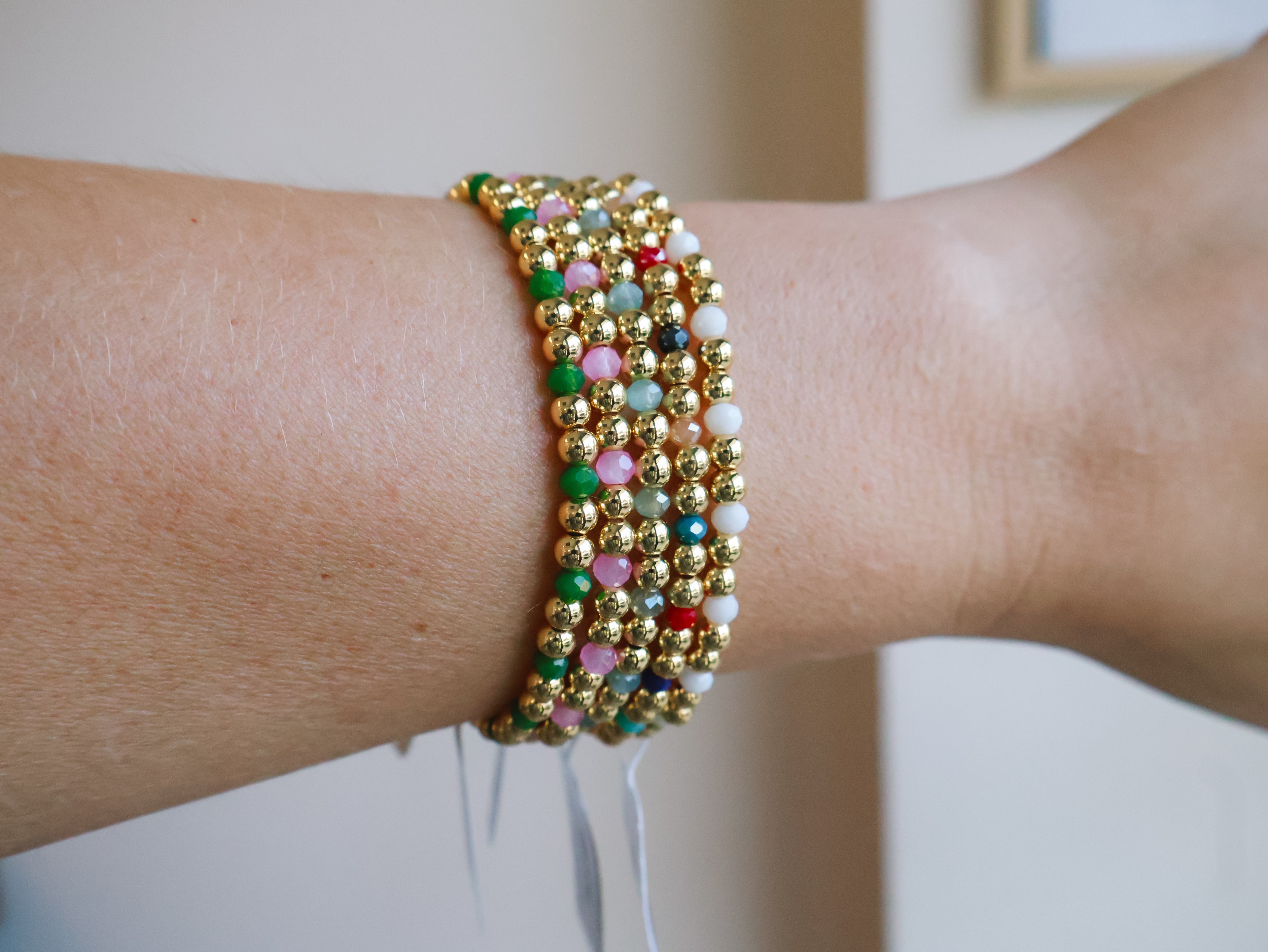 4mm Bead & Crystal Stretch Bracelet