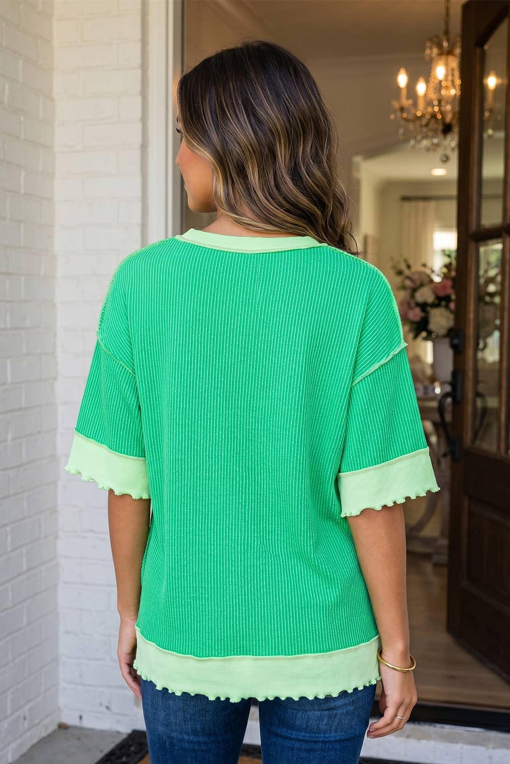Mint Green Ribbed T Shirt
