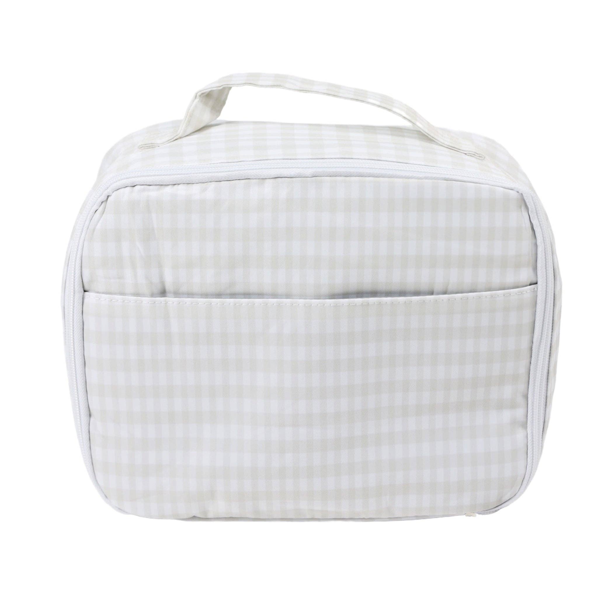Small Nylon Lunchbag: Khaki Gingham